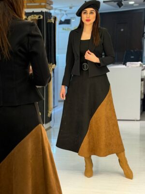 دامن دو رنگ مشکی قهوه ای